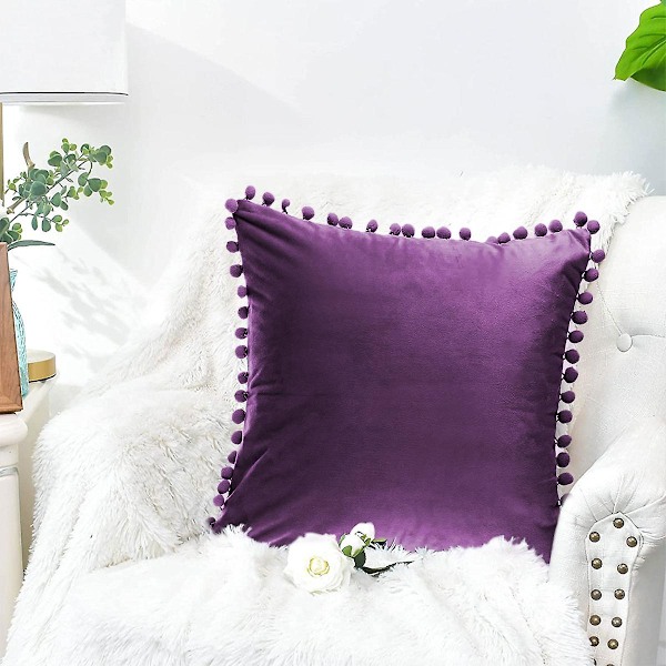 2 stk myke granulære fløyel ensfargede putetrekk egnet for sofa soverom bil, 18x18 \"