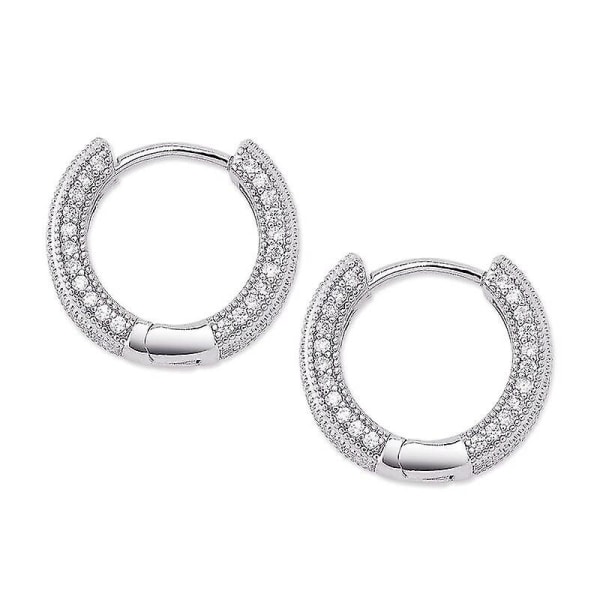  Runde Øreringe Iced Out Micro Pave Cubic Zirconia Bling Bling Øreringe Hip Hop Mode Smykker Gave til Kvinder