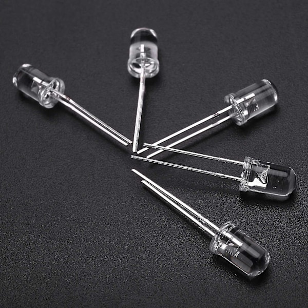 100 st 5mm varmvita LED-diodlampor DC 3V 20mA glödlampor elektronikkomponenter ljusemitterande dioder --(WR)