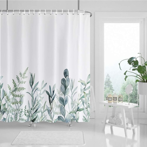 Mildew Proof Bruseforhæng Polyester Stof Bruseforhæng Maskinvaskbar Vandtæt Bruseforhæng med 12 Kroge til Badeværelse 180 x 180cm