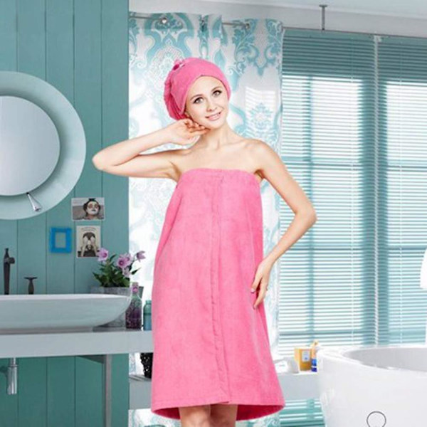 Saunakiltti naisille, pehmeä ja imukykyinen sarong-kiltti tarralla ja spa-hiustenkuivauspyyhe, luomupuuvillaa 150 x 90 cm