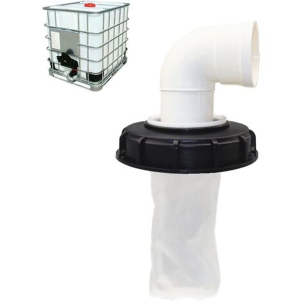 Vaskbar nylon IBC filter med låg IBC regnvandsbeholder 1000 liter 165 mm Nålefilt (DN150) 90 grader