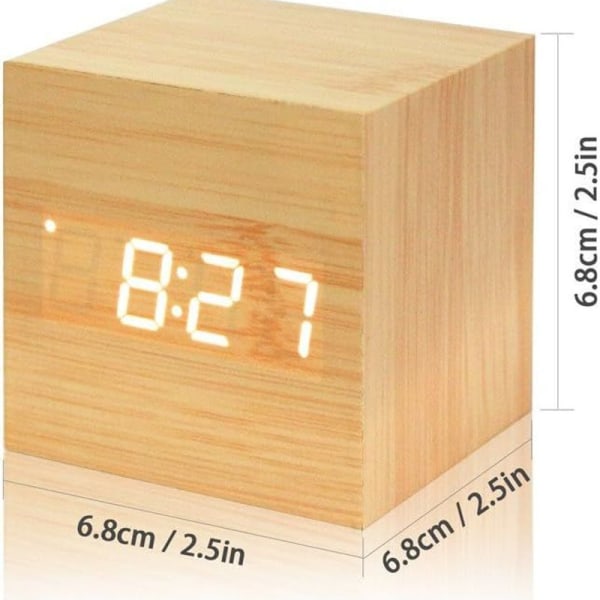 LED digital vekkerklokke, tre kube klokke, treklokke, tre vekkerklokke, lydkontroll kube