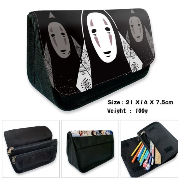 Spirited Away Pencil Case No Face Man Pen Box Stationery Wallet Black02