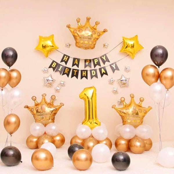 12 stk. Aluminiumfolie Helium Guld Krone Balloner