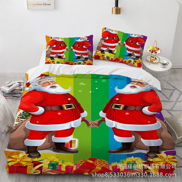 Sdlr-8# Julemanden 3d digital printet sengetøj Tre stykke dæklag sengetøj