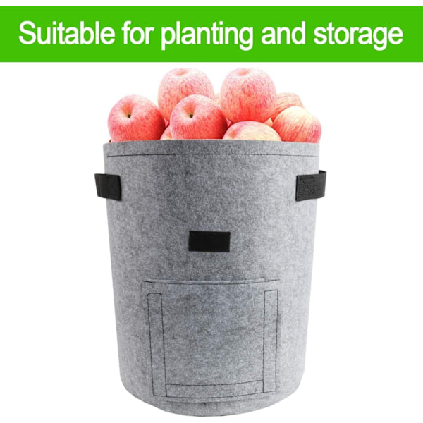 Plantevækstposer, 2 pakker 7 gallon grøntsagsvækstposer Plantepose Stofpotte Plantekasse til hjemmet, kartofler, tomater, gulerødder (grå)