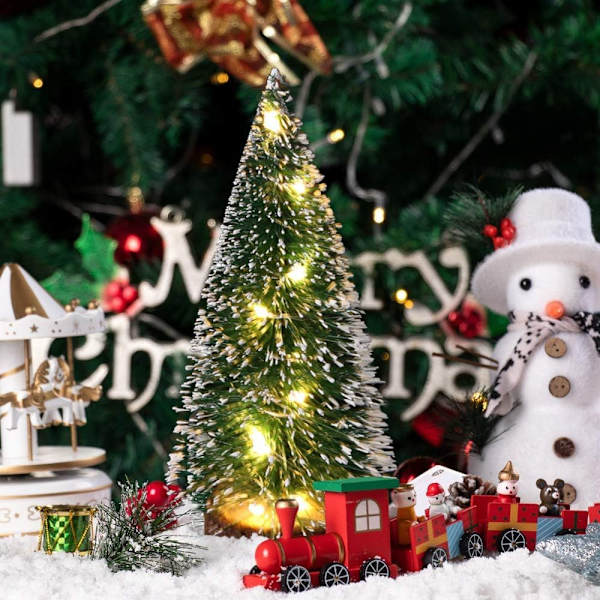 6 stk. Kunstig Juletræ LED Mini Miniature Juletræ Lysende DIY Mikro Landskab til Jul Showcase Borddekoration 15CM