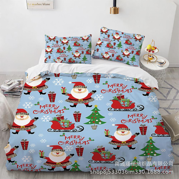 SDLR-25# Santa Claus 3D digitally printed bed sheet Three-part cover sheet