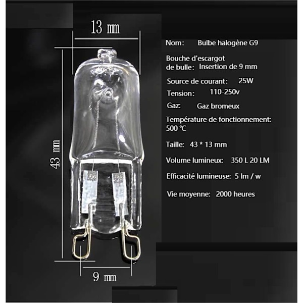 4 stk. G9 halogenpæreperler, 40W ovnlampe, bordlampe væglampe, G9 LED-pære
