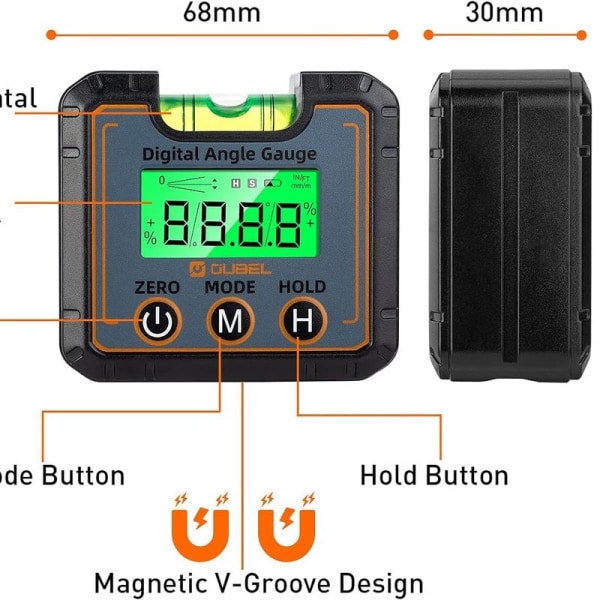 Digital protractor inclinometer, inclinometer, elektronisk vattenpass med