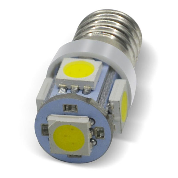 Förpackning med 10 E10 9V kallvita 5 SMD 0,5W LED-lampor (kallvit, 9V)