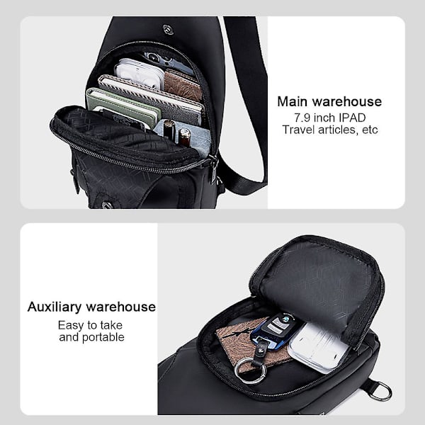 Herrar Bröstväska Oxfordtyg Sport Axelväska Messenger Bag Fritids Mobilväska