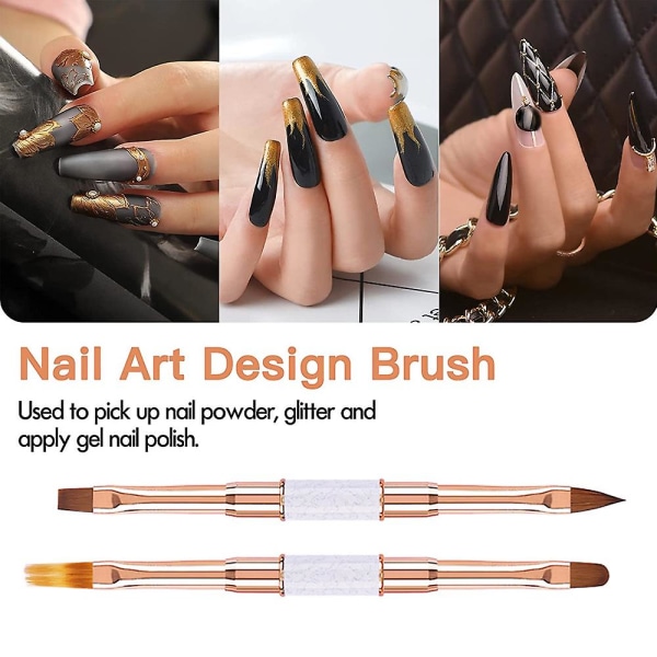 Nail Art Brush - 5 Styck Dubbelände för tunn liner borste för naglar detalj, för salonger och hem diy