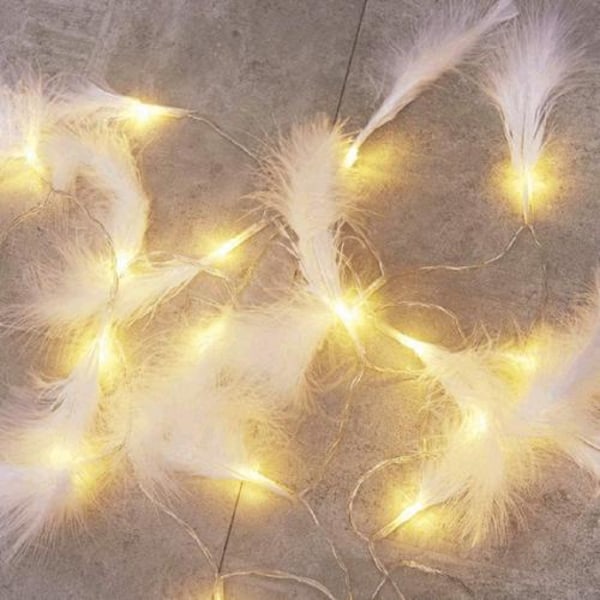 3M 20 LED konstgjorda fjäder ljusslingor, romantisk dekoration bröllop födelsedag trädgård sovrum inomhus vägglampor, varmvit (vit)