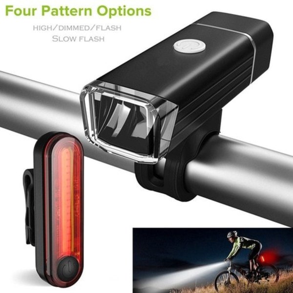 Led Uppladdningsbar Mountain Set Usb Cykellampa Cykling Cykel Fram Bak Strålkastare Nde815