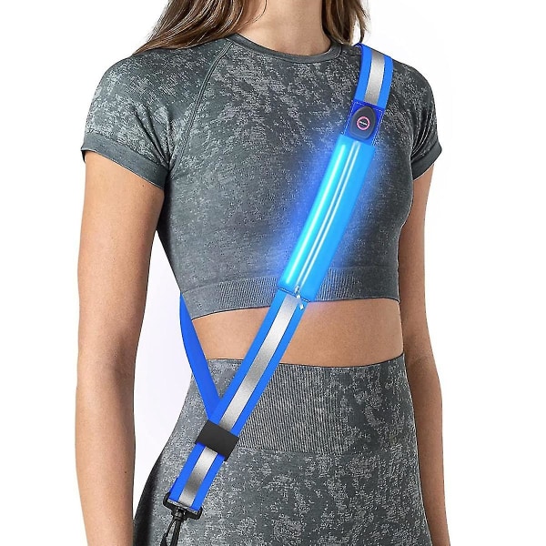 Led-refleksbelte for å gå om natten, oppladbart led-løpebelte for løpere, blått --(WR)