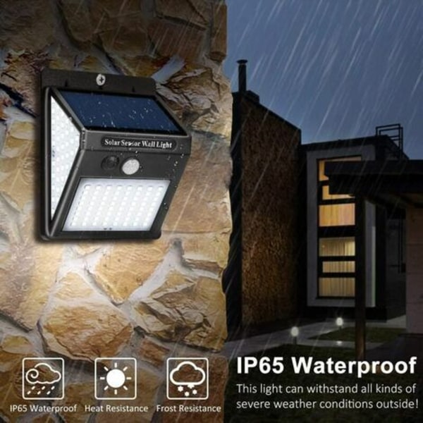 Utomhus solcellslampa rörelsesensor, 3 lägen utomhus solcellslampa Ip65 vattentät, [2-pack 144 LED] trådlös solcellsbelysning för trädgård - 2 st