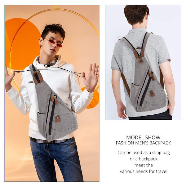 Canvas Sling Bag Ryggsäck Kvinnor och Män ???C Axelväska Axelväska Crossb