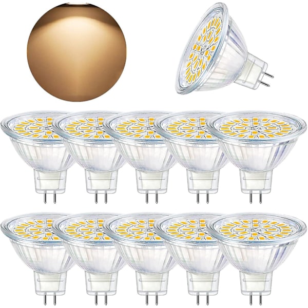 Gu5.3 LED-lampa, Mr16 LED 12v 3w motsvarande 30w varmvit halogen 3000k, icke-dimmbar koncentrerad LED-lampa, 10-pack