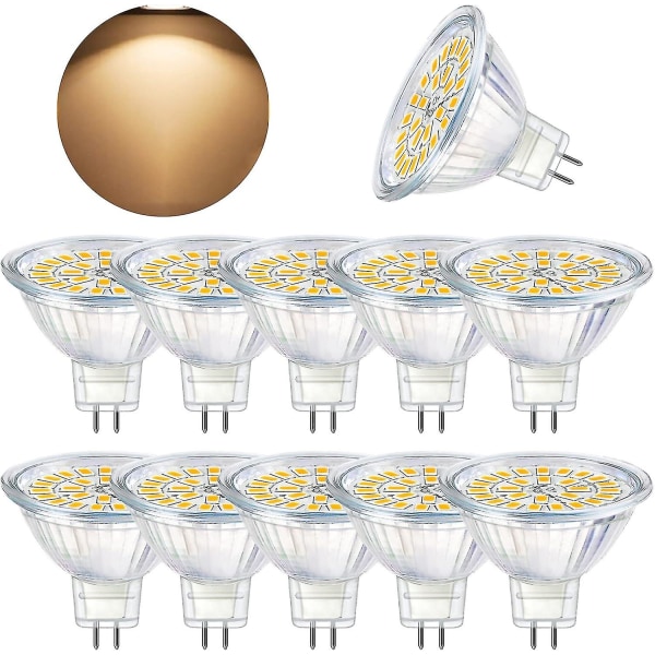 GU5.3 LED-pære, MR16 LED 12V 3W svarende til 30W varm hvid halogen 3000K, ikke-dæmpbar koncentreret LED-pære, pakke med 10