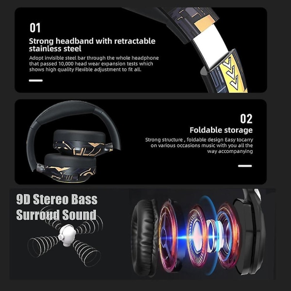 Hörlurar Gamer-hörlurar Blutooth-surroundljud Trådlöst stereoheadset USB med mikrofon Färgglatt ljus PC-bärbar headsetmikrofon