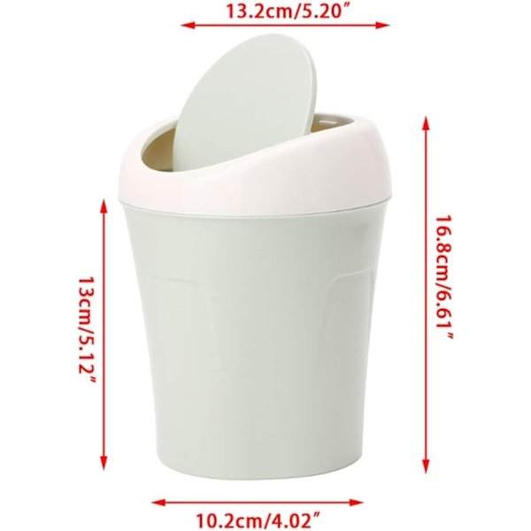 Mini plast søppelbøtte, mini kontor søppel ruller deksel kan søppel søppelbøtte avfallsbeholder støvbeholder hjem bil (farge: C)