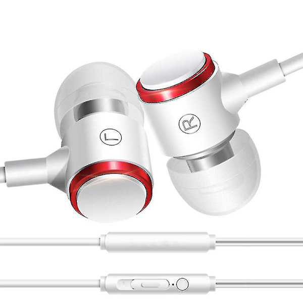 Brusreducerande in-ear-hörlurar med rent ljud och kraftfull bas, hörlurar med högkänslig mikrofon och volymkontroll, hörlurar för iPhone
