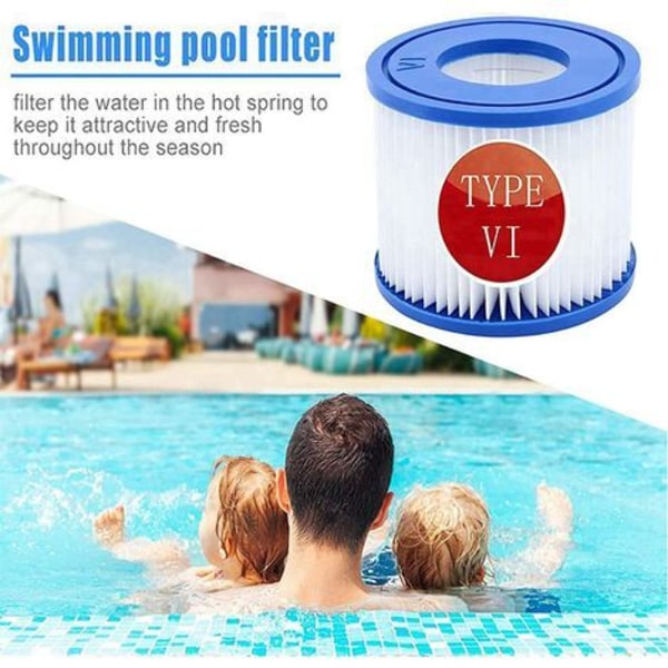 Pool Filter Cartridges for Bestway VI for Lay-Z-Spa Miami, Pack of 4 Filters, Filter Cartridge Pool Cleaning Filter