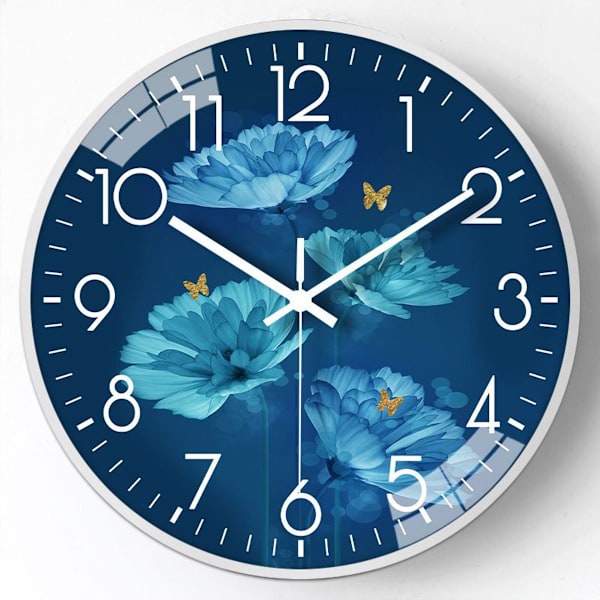 Moderne 20cm veggklokke gull og svart stille pendelklokke for stue (glass)