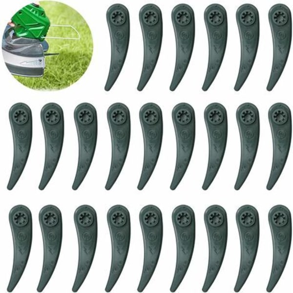 Ersättningsgrästrimmerblad, paket med 24 Bosch kantskärar för Bosch Durablade Art 23-18 LI Art 26-18 LI Stringtrimmers, grön längd 84 mm,