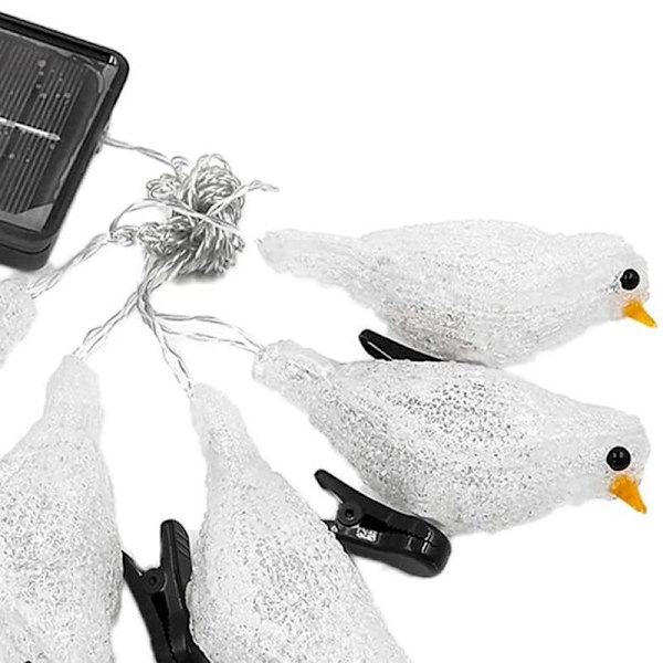Vattentät 5 LED Akryl Fågel Ljusslinga Solcellsfe