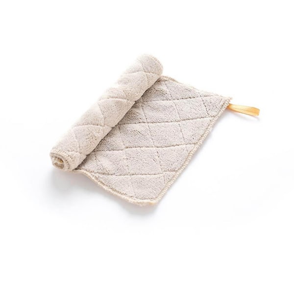 Kaksoiskerroksinen pölypyyheliina Monitoiminen Pehmeä Keittiön Pyyhkeet Puhdistusliina (beige)