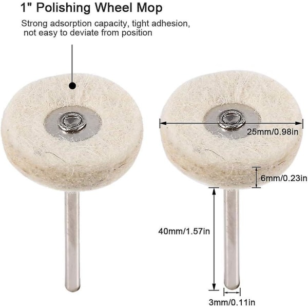 10 kpl 25 mm villahuopa kiillotuspyörät poranterä hiomakoneen pyörät harjat pyörivä työkalu kahvalla