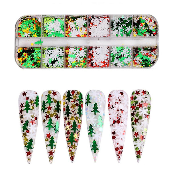 Julglitter för nagelkonst, skimrande paljetter för festliga nageldesigner