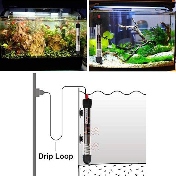 Akvarievarmer, termostatstyret varmer til akvarier, 300W220V