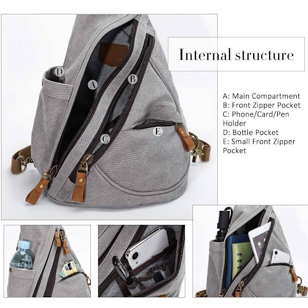 Canvas Sling Bag Ryggsäck Kvinnor och Män ???C Axelväska Axelväska Crossb