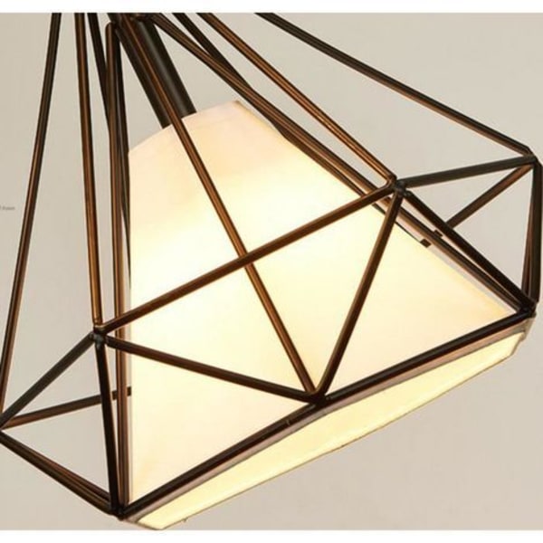 Industriell anhengslampe 25cm, taklampe taklampe diamantburlampe justerbar ledning (svart)