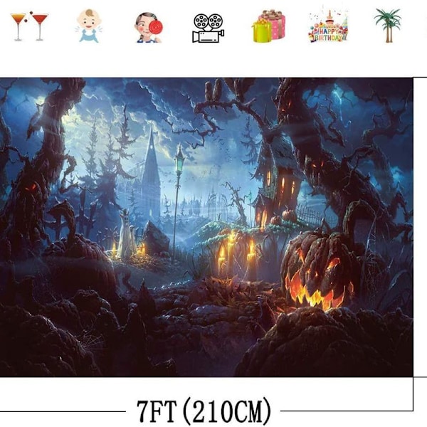 Halloween Baggrundsdekoration Gyser Skov Party Foto Baggrund Rekvisitter Græskar