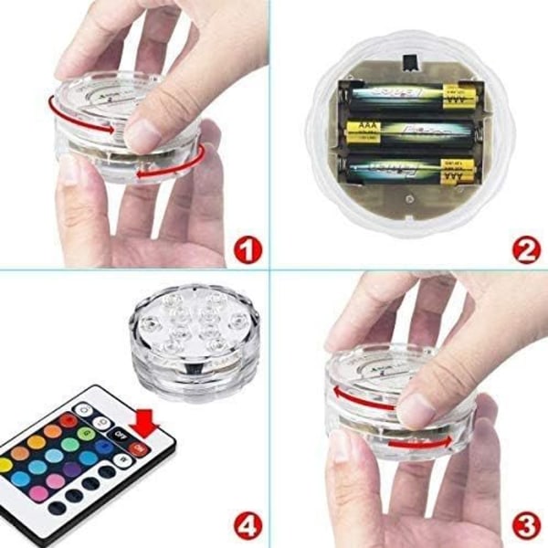 Pakke med 2 LED-undervandslys til akvarier, boblebade, damme, swimmingpools, baser osv.