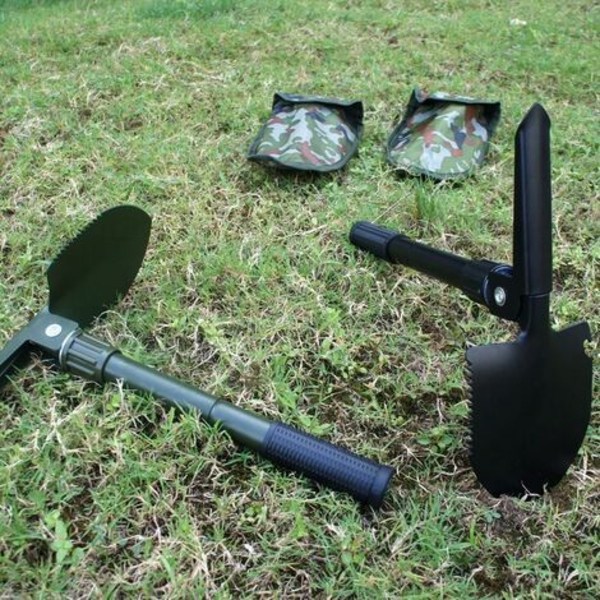 Multifunktion militär metall hopfällbar hackspade, mini överlevnadsverktyg för campingvandring Trädgårdsskyffel-svart - liten storlek