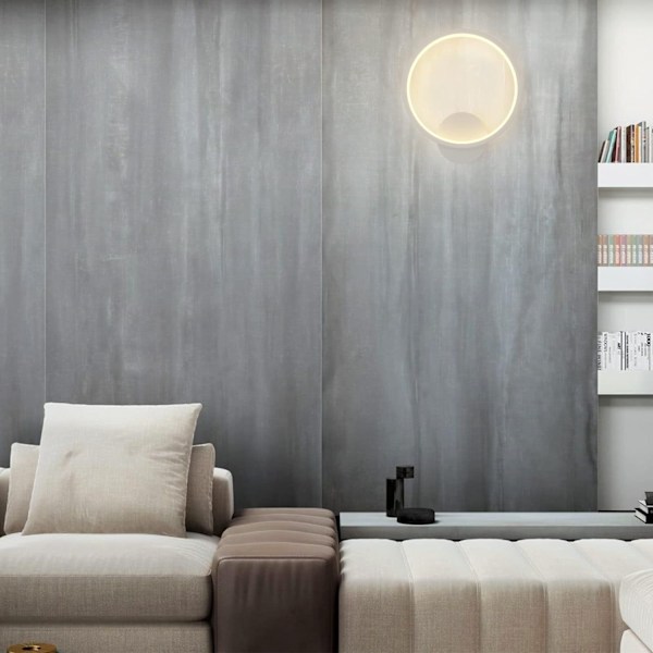 Pieces Indendørs Væglampe LED Rund Væglampe, Moderne Væglampe til Soveværelse Stue Trappe Korridor, 780 Lumen, Varm Hvid 2900-3200K, Hvid