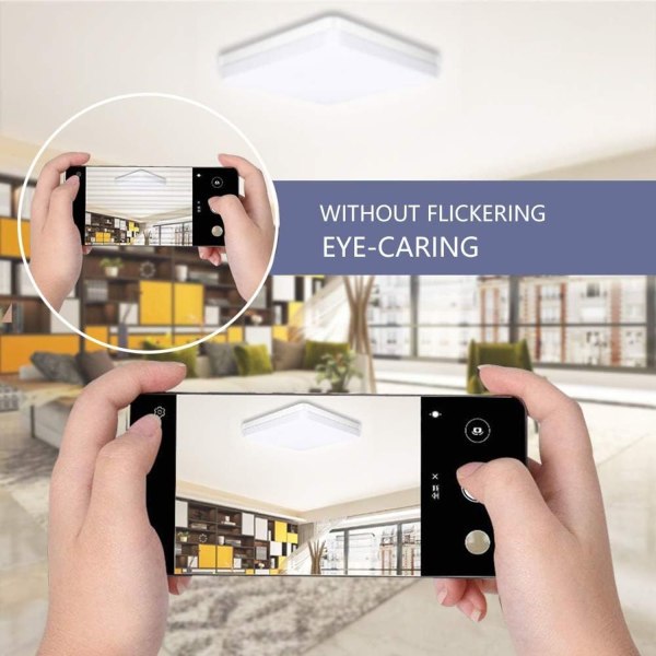 Ouyulong firkantet LED-taklampe, vanntett IP54, naturlig hvitt taklampe