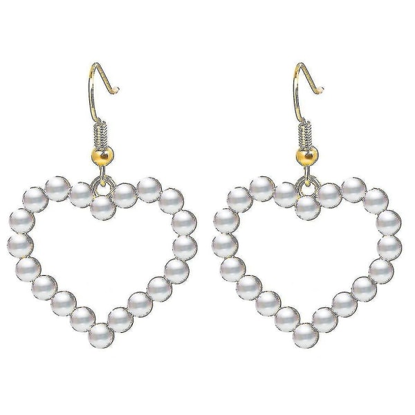 Sweet Love Pearl Earrings, Female S925 Silver Temperament Hollow Peach Heart Ear Hooks (1 Pair, White)