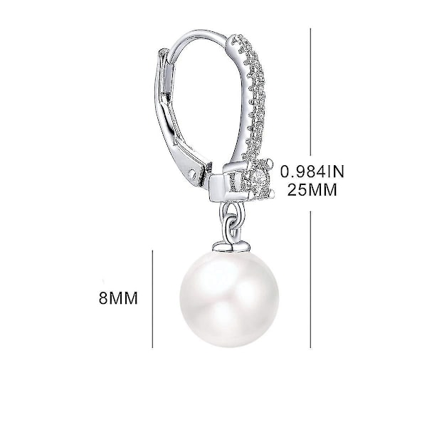 Pärlörhängen, 925 Sterling Silver Födelsedagssten 8mm Svart/vit Pärla Leverback Drop Örhängen, smycken för kvinnor