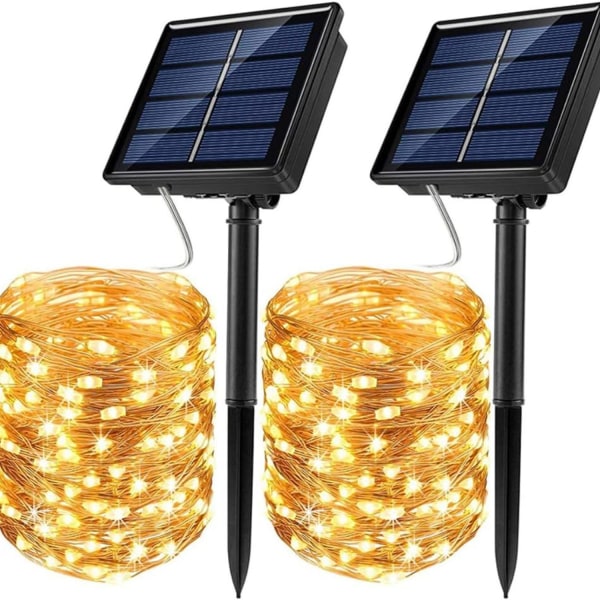 Pakkaus] Aurinkokäyttöiset valosarjat 22m 200 LED Vedenpitävät ulkovalosarjat
