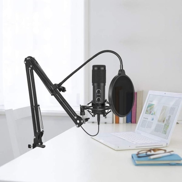 USB-kondensatormikrofon for datamaskin, perfekt for spill, live karaoke, plugg