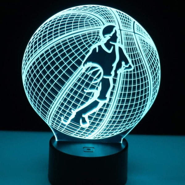 3D Illusion Natlampe LED Natlampe Spiller Basketball med 7 Lysfarver til Hjemmeindretning Dribbling Lampe Fantastisk Visualisering Optisk Illusion