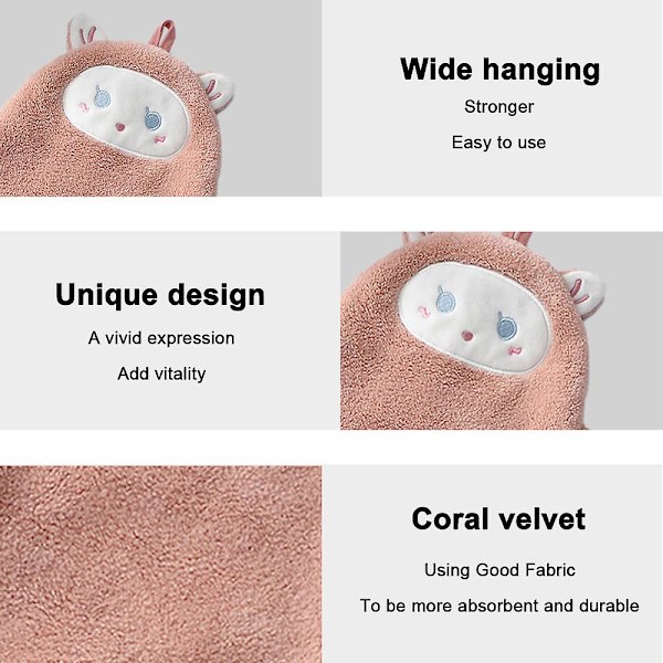 Cartoon hängande handduk (2-pack) - Korallfleece handduk med sugkopp krok - Mycket absorberande supermjuk tjock handduk