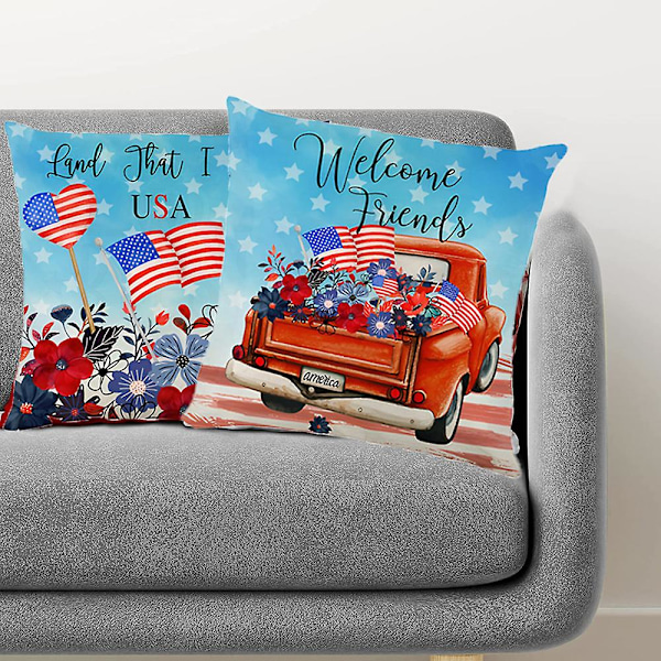 4. juli Kasta putetrekk Sett med 4 Independence Day putetrekk Amerika Flagg Stjerner Og Striper Putetrekk